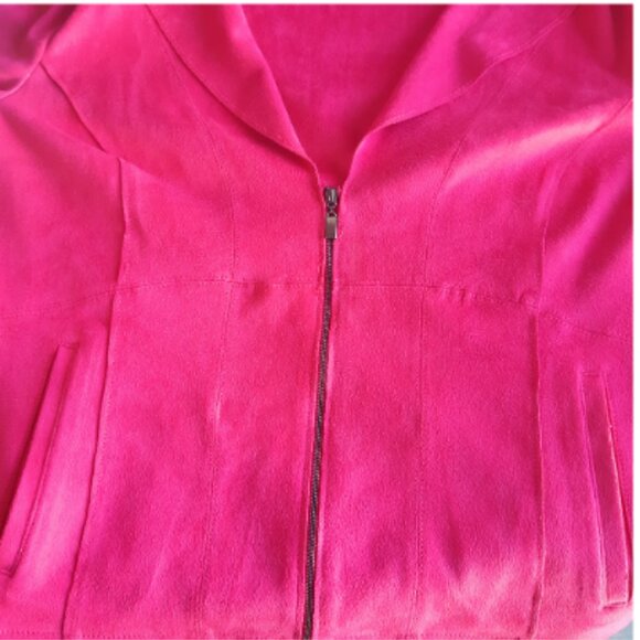 Conrad C SZ 12 Hot Pink Faux Suede Zip Up Women's Jacket - Picture 7 of 13